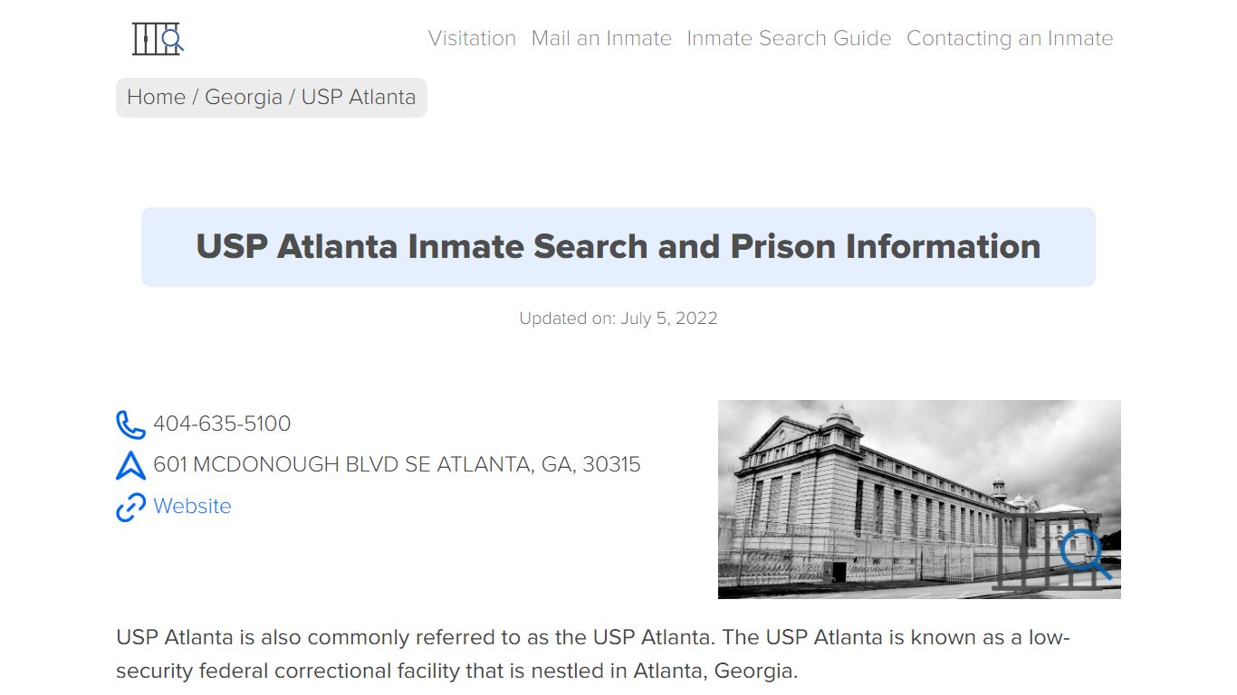 USP Atlanta Inmate Search, Visitation, Phone no. & Mailing ...